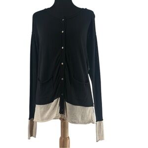 Michael Stars cardigan linen snap front sweater light weight lagenlook sz M c